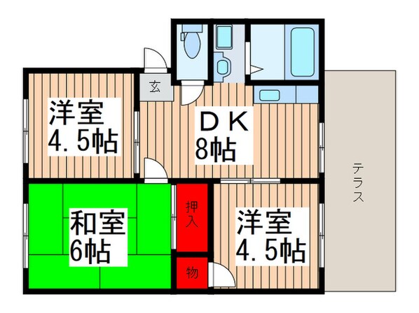 一ツ家ウェ－ブタウン６号棟の物件間取画像